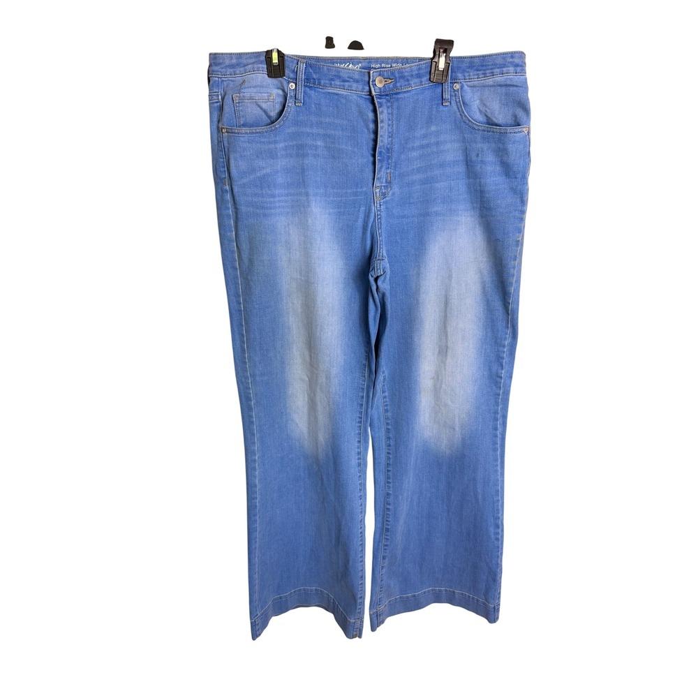 Mossimo High Rise Wide Leg Jeans 18 Blue Light Wash‎ Denim 5-Pocket Boho Retro